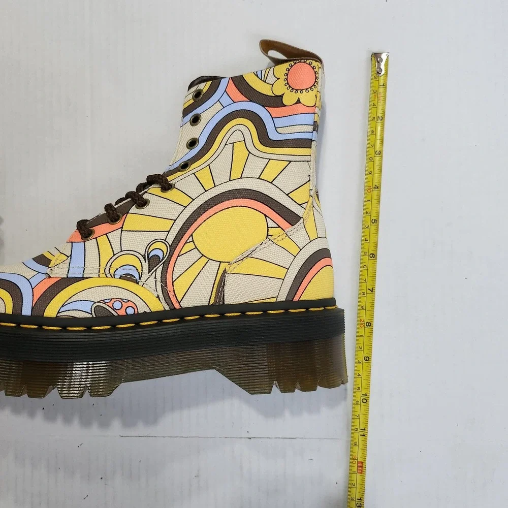 Womens Size 9 Dr. Martens Platform Boots Jadon Retro Ray Canvas Vegan Multicolor